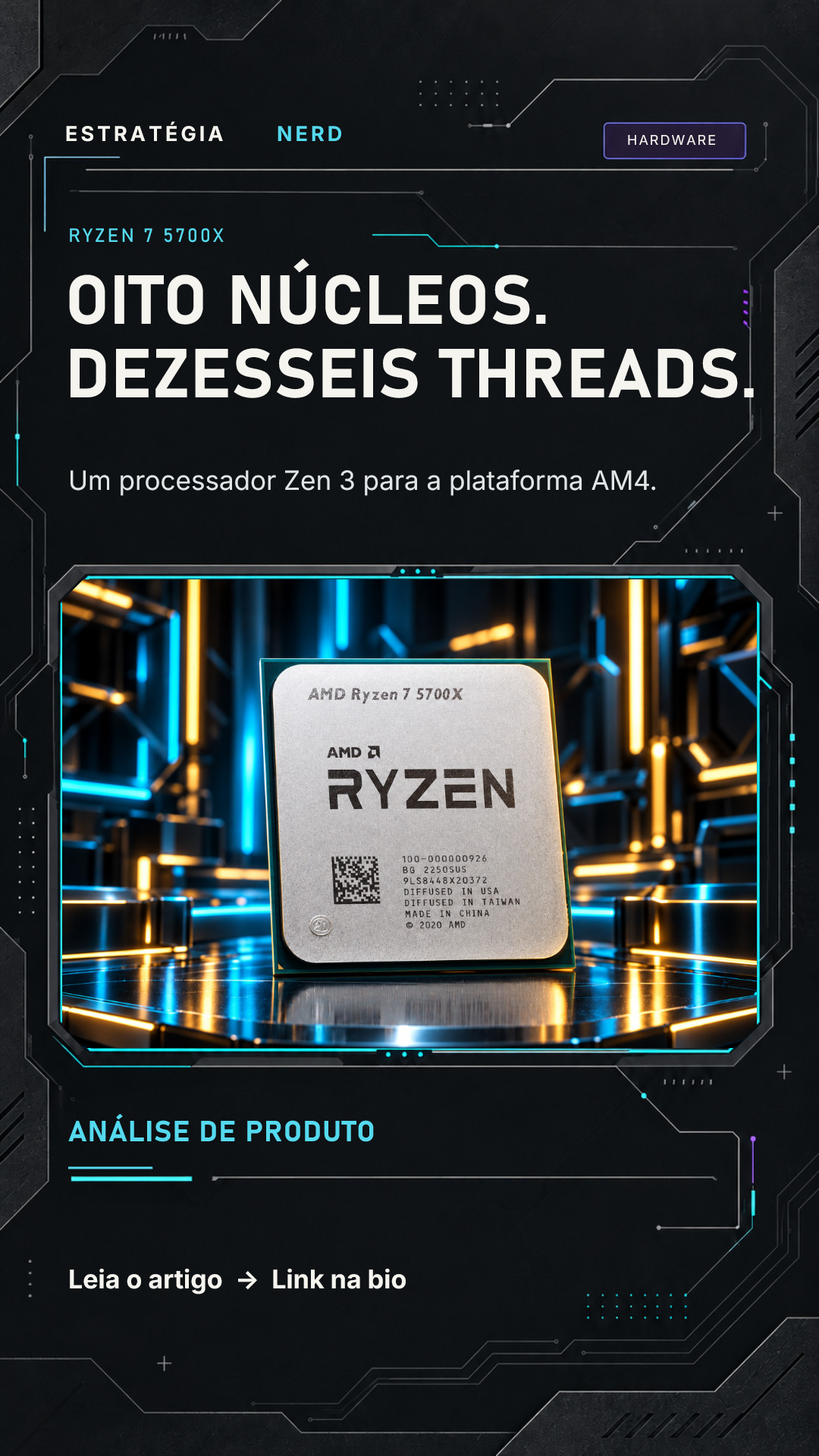 Ryzen 7 5700X: oito núcleos e dezesseis threads na plataforma AM4. Antes de um upgrade, confira compatibilidade da placa-mãe e BIOS, DDR4, refrigeração e o custo do conjunto. Review independente, sem resultados de testes próprios. Leia no blog — link na bio.