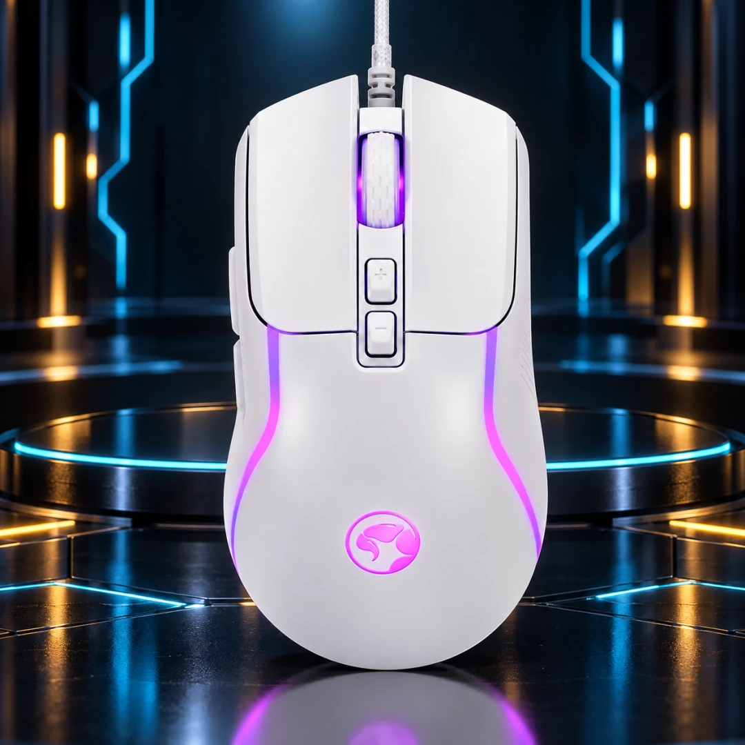 Mouse Gamer Marvo M292 RGB 8000DPI 7 Botões Branco