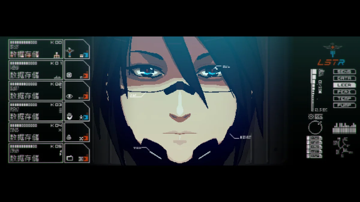 Retrato de personagem e interface de Signalis